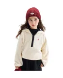 Chenchenma [Dianren Chenduo] Girls' Autumn Fleece-Lined Half-Zip Hoodie, Children's Warm Outerwear
