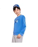 361° Children's Clothing, Kids' Sweatshirt, Autumn 2025, Boys And Girls School Versatile Loose-Fitting Sports Round Neck Sweatshirt, Blue, Size 160
