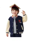 Badibadi Spring And Autumn Baseball Jacket, American Retro Style Coat for Men, Women And Children, Fashionable Sports Casual Wear, American Lettering, Size 90