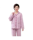 LangSha Spring And Autumn New Women's Pajamas with Long Sleeves, Pure Cotton, Comfortable And Breathable Loose-Fitting Plus Size Home Wear Set for Middle-Aged And Elderly Women And Mothers