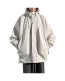 IZEXX Mountain-Style Jacket for Men, Spring Outdoor Hiking Casual Coat, Comfortable Versatile Fashionable Trendy MZ75 Khaki M