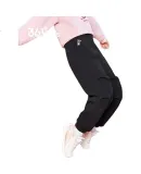 361° Children's Clothing Girls' Long Pants Autumn 2025 Cotton-Feel Skin-Friendly Loose Knit Paratrooper Pants for Older Children, Black, Size 140