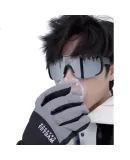 PEAK Cycling Glasses, Sunglasses, Hiking Goggles, Outdoor Cycling And Trekking Windproof Sandproof Ski Goggles, Black Frame with White Mercury Lenses