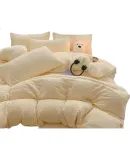 Hodo Student Dormitory Three-Piece Set for 0.9/1.2 Meter Bed, Student Dormitory Bedding Set, Single Bed Quilt Cover, Bed Sheet, Pillowcase, Thickened Duvet Cover, 150*200cm, Cream Yellow