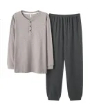 Caramella Men's Loungewear Spring And Autumn Knitted Cotton Waffle Pajama Set, Wearable Outside, Long-Sleeve Pajamas for Me