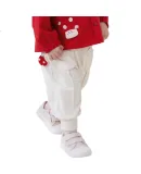 Youqi Baby Pants for Girls, Spring And Autumn Big Bottom Long Trousers, Early Autumn Outdoor Pants, Red Cuffed Pants, Lantern Pants