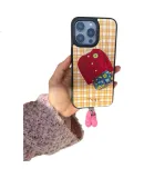 Tagi "Change of Clothes Game" Leather Magnetic Phone Case, New Apple 17 Phone Case, Magnetic Full Coverage Shockproof, Suitable for IPhone 17 Pro - Sea Salt Checkered Patter