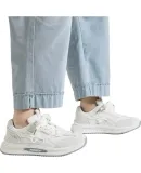 Huili Women's Thick-Soled White Sneakers, Casual Sports Shoes, Chunky Sneakers WXYK972Z, Light Gray (Double Mesh), Size 35