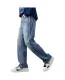 CABBEEN [Rough Nostalgic All-Cotton Dark Blue Denim Jeans], Men's Jeans with Distinct Side Split Design, Casual Everyday Winter Long Pants