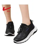 Warrior Women's Shoes, Mom Shoes, Spring Leather Upper, Middle-Aged And Elderly Shoes, Lightweight Soft-Soled Walking Shoes, Women's Sports Casual Shoes, Black And Purple, Size 37