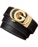 LUCKY LION Fashion Light Luxury Men's Belt, Top-Grain Leather Genuine Belt, Business Fashion Trouser Belt, Birthday Gift, 2200 Gold Color