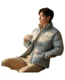 Adidas down Jacket for Men, 600 Fill Power, Trendy Fashionable Comfortable Stand Collar Warm Casual Sports Coat, Miracle Silver, Size L