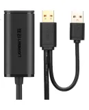 UGREEN USB 2.0 Male to Female Extension Cable, Wireless Network Card Signal Amplification Connection Cable with Power Supply, Printer Monitoring Camera Extension Cable, 10 Meters, 20214