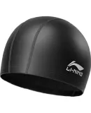 Li-Ning Swimming Cap for Men And Women, PU Coated Long Hair Waterproof Swim Cap, Ear Protection Comfortable Non-Binding LNMT856/LNMT858-1 Black