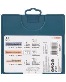 BOSCH Round Shank Drill Bits for Metal, Masonry And Woodworking Mixed Drilling Set Self-Centering Drill Points 15 Pieces (Set of 15)