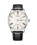 CITIZEN Watch for Men, Japanese-Korean Style, Automatic Mechanical Movement, White Dial with Date Display, Leather Strap, Business Style, New Year Gift, NH8350-08A