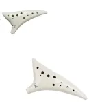 Xiangsiniao 12-Hole Ocarina, Ice-Cracked Medium-Tone AC Key, Twelve-Hole Ac Painted Ceramic Flute for Beginners with Teaching Materials And Lanyard, White