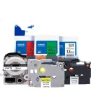 Gezhige Label Maker Ribbon And Label Paper, Compatible with Jin Gong SR3900C, 530C, 550C, Epson LW300, 400 And Other Printer Ribbons, Blue Background with Black Text, 12mm