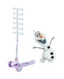Disney Children's Scooter for Ages 3-12, Extra Wide And Spacious, with Flashy Wheels, Elsa Princess Balance Bike, Adjustable Height, Twist Pedal Scooter