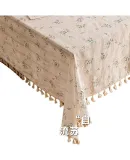 AVIVI Pastoral Tablecloth, Waterproof Cotton Linen Tablecloth, Rectangular Tea Table Cover, Dust-Proof Cover, 140*180 Cm, Lilac Flower Patter