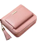 Viney Top-Grain Leather Short Women's Wallet, Student Foldable Coin Purse, Large Capacity Leather Wallet, Light Luxury ID Holder