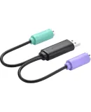 UGREEN USB to PS2 Adapter Cable, Round Head Interface One-To Converter Cable, Supports Keyboard/mouse/scanner Interface, Plug-And Black 20219