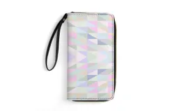 Polygon Pattern Rainbow Wallet for Womens PU Leather Zip Around Wallers Clutch Wristlet Travel Long Purse