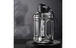 Large-capacity water cups tons tons cups straw plastic cups customized high-temperature resistant big belly cups sports water bottles tons tons bucket（With straw and strap）-black