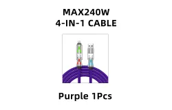 2Pcs 4-IN-1 240W USB Type C To USB C Cable PD Fast Charger Wire For  16 Pro Max 15 iPad   Tablet 1M Data Cord 2Pcs