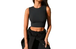 Joah Brown Second Skin Tank Top In Sueded Onyx