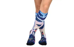 Morning Hike Pattern CoolMax Socks, Colorful Crew Socks Nature Collection for Men & Women