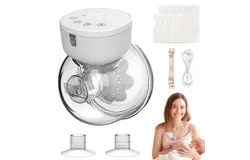 Wearable Breast Pump Hands Free&colon; Electric Breastfeeding Pump with Massage Leak-Proof 3 Models 9 Levels Adjustable Suction-White，1P