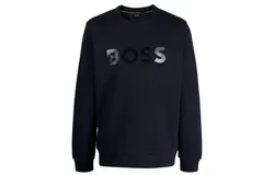 Hugo Boss Men Salbo Mirror Ncsa Slim Fit Cotton Pullover Sweater