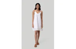 Short Tent Dress in White Embroidery