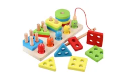 Montessori Toys for 1 to 3-Year-Old Boys Girls Toddlers and Kids Preschool&comma; Wooden Sorting & Stacking Educational Toys&comma; Color Recognition Stacker Shape Sorter&comma; Learning Puzzles Gift
