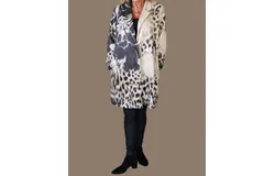 Look Mode Usa Faux Suede Leopard And Flower Print Long Jacket In Tan&sol;black