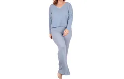 Undersummers Soft And Cozy Waffle Lounge Set In Dusty Blue
