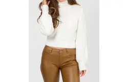 Olivaceous Fuzzy Semicrop Sweater In Ivory