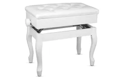Piano Bench Wooden Height Adjustable Stool Heavy Duty Keyboard Seat with Storage - WHITE