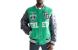Top Gun "athletic Division" Varsity Jacket In Green&sol;navy