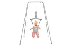 Baby Jumper with Stand for 6-24 Months&comma; Infant Jumper for Indoor&sol;Outdoor Play&comma; Toddler Jumper for Baby Girl&sol;Boy&comma; with Adjustable Chain&comma; Easy to Assemble & Store &lpar;with Stand&rpar; - Grey
