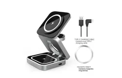 3-in-1 magnetic wireless charger cell phone fast charging folding stand headset watch wireless charging small portable-Samsung solution 3-in-1 wireless charging