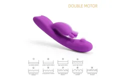 JUNTAME Rabbit Vibrator Multiple Vibration Modes USB Charging Double-headed Clitoral Vaginal Vibration Massage&comma; G-spot Vibrating Stimulator Silicone Vaginal Anal Dildo Adult Sex Toys