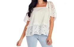 Mudpie Kieran Eyelet Top In White