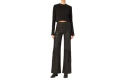 Dl1961 - Women&apos;s Hepburn Wide Leg High Rise Jean In Black Coated Cargo