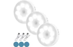 3PCS Luces con Sensor de Movimiento&comma; Luz Nocturna LED Recargable por USB Con Imán&comma; Ideal para Escaleras&comma; Sala&comma; Closet&comma; Estudio&comma; Cocina  blanco frío