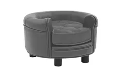 Dog Sofa Gray 18&period;9"x18&period;9"x12&period;6" Plush and Faux Leather
