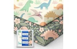 Dinosaur Crib Sheets for Boys&comma; Premium Soft Crib Mattress Fitted Sheet&comma; Ultra Breathable Baby Sheets&comma; Super Stretchy Baby Bed Sheets 28x52x9 Extra Deep Pocket&comma; 2 Pack