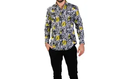 Masutto Plus Zeke&sol;05 Long Sleeve Button Down Shirt In Black Multi