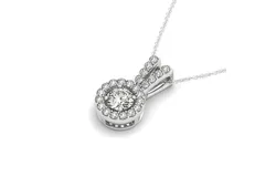 Round Pendant with Split Bail and Diamond Halo in 14k White Gold &lpar;3&sol;4 cttw&rpar;